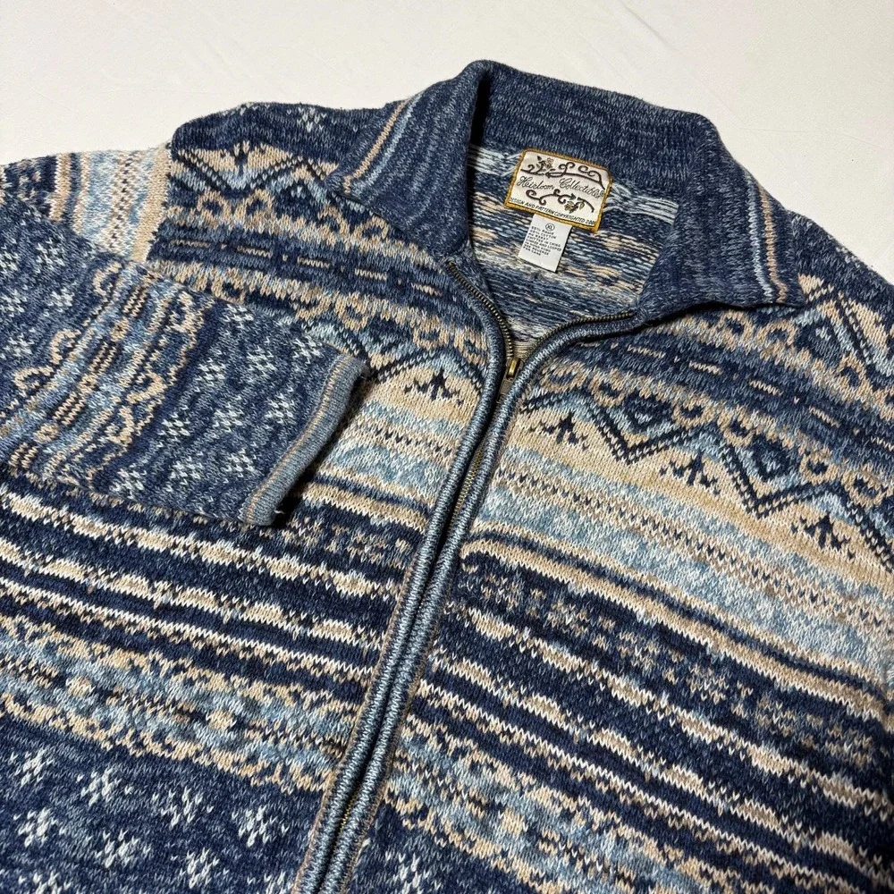 Vintage Heirloom Collectibles Women's XL Fair Isle Geometric Cardigan Sweater